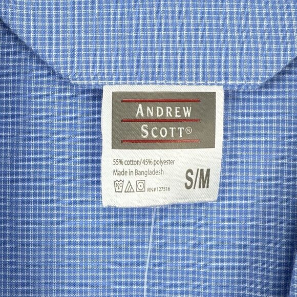 Andrew Scott Mens Blue Long Sleep Robe Premium Cotton Blend Woven Size S/M - Picture 15 of 16